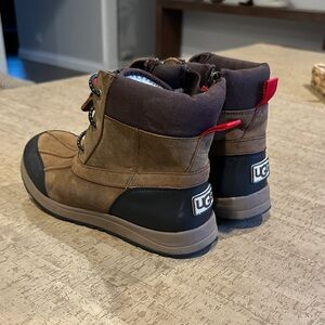 UGG Tan and Black Boots with Red Accents